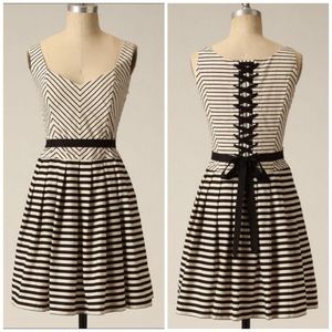 Anthropologie Corey Lynn Calter Striped Corset Back Fit Flair Dress 4